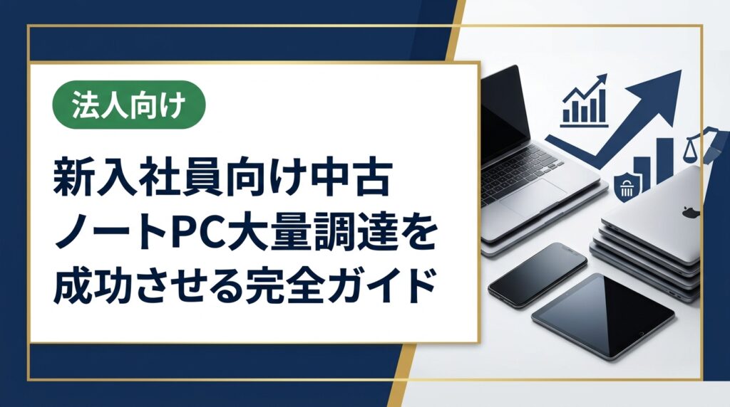 新入社員向けに中古ノートPCを大量調達したい法人担当者必見。選定基準・コスト削減・データ消去・納期管理まで実務に沿った手順を解説します。