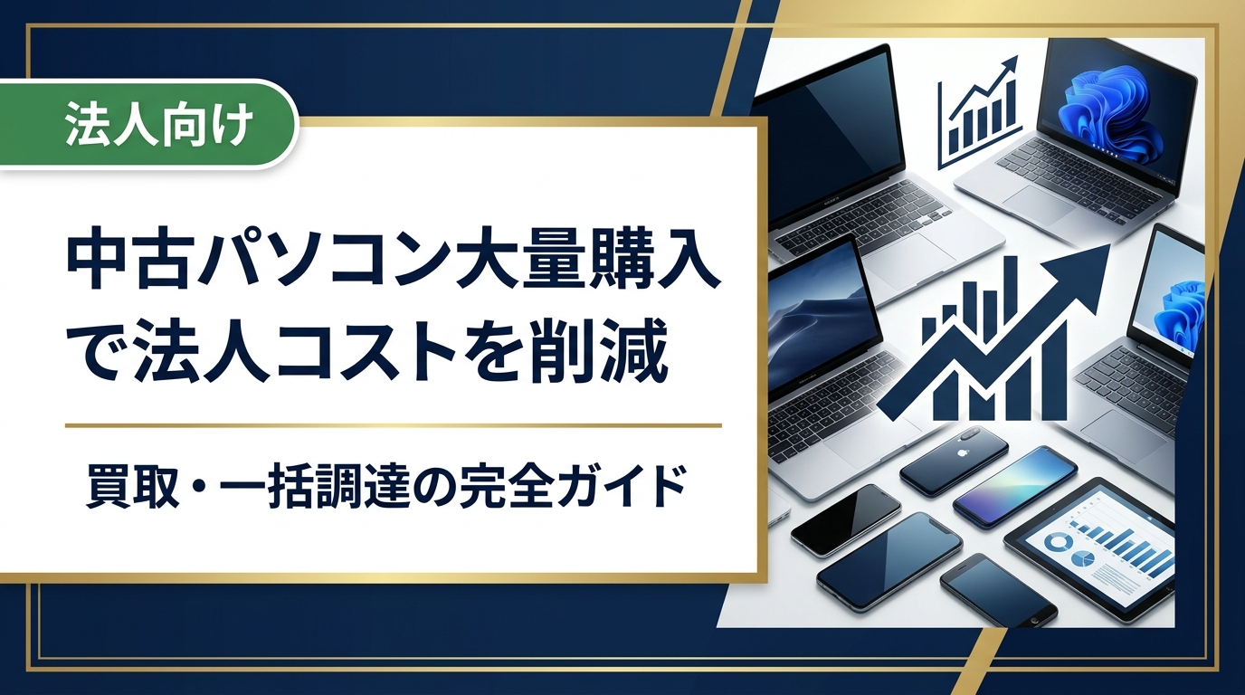 中古パソコンの大量購入を検討する法人担当者向けに、仕入れ先の選び方・コスト削減効果・データ消去・納品対応まで実務視点で徹底解説。卸直結の一括調達で予算を最適化。