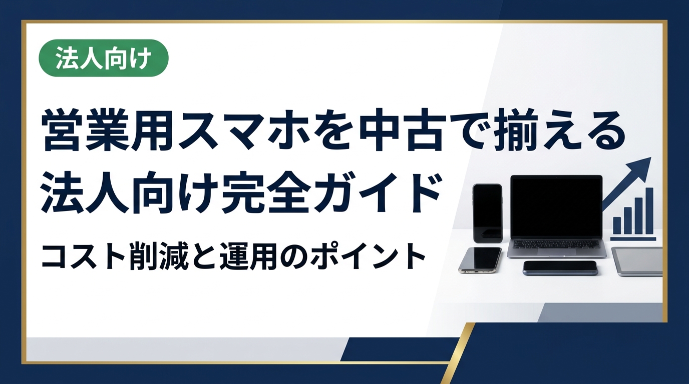 営業用スマホを中古で導入したい法人担当者向けに、機種選定・コスト試算・データ消去・運用管理まで実務的に解説。卸直結の中古スマホ流通センターが最短即日対応します。