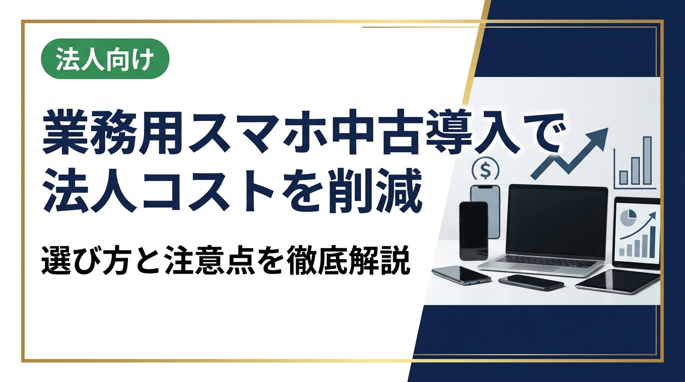 業務用スマホを中古で揃える法人向け完全ガイド。コスト削減の仕組み、機種選定のポイント、データ消去・セキュリティ対策、信頼できる業者の見極め方まで実務目線で解説します。