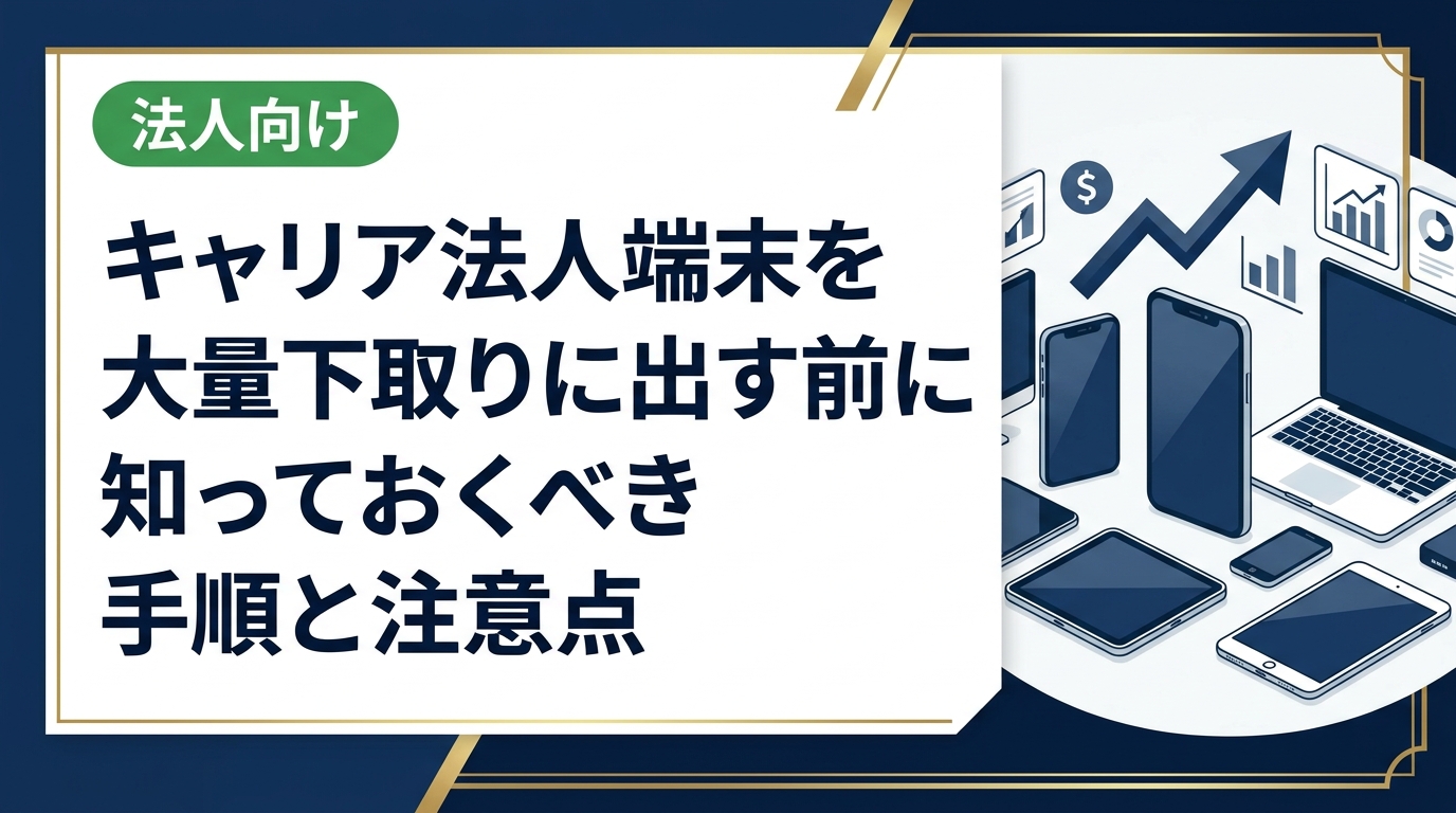 法人スマホ・タブレットをキャリアや買取業者に大量下取りする際の手順・比較・注意点を実務目線で解説。データ消去やコスト回収を確実に行うためのポイントをまとめました。