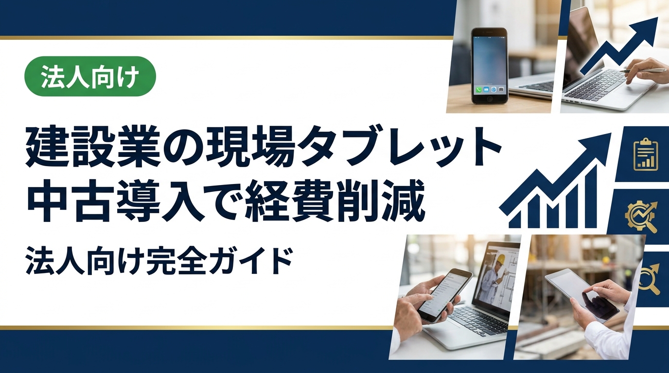 建設業の現場でタブレットを中古で導入するメリット・選び方・注意点を法人担当者向けに解説。データ消去証明書対応・即日納品可能な卸直結の中古スマホ流通センターが実務的に紹介します。