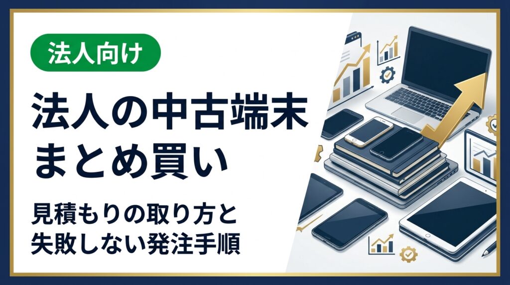 法人が中古スマホ・PCをまとめ買いする際の見積もりの取り方を徹底解説。比較すべき項目、業者選定のポイント、データ消去対応まで総務・情シス担当者向けに実務的にまとめました。