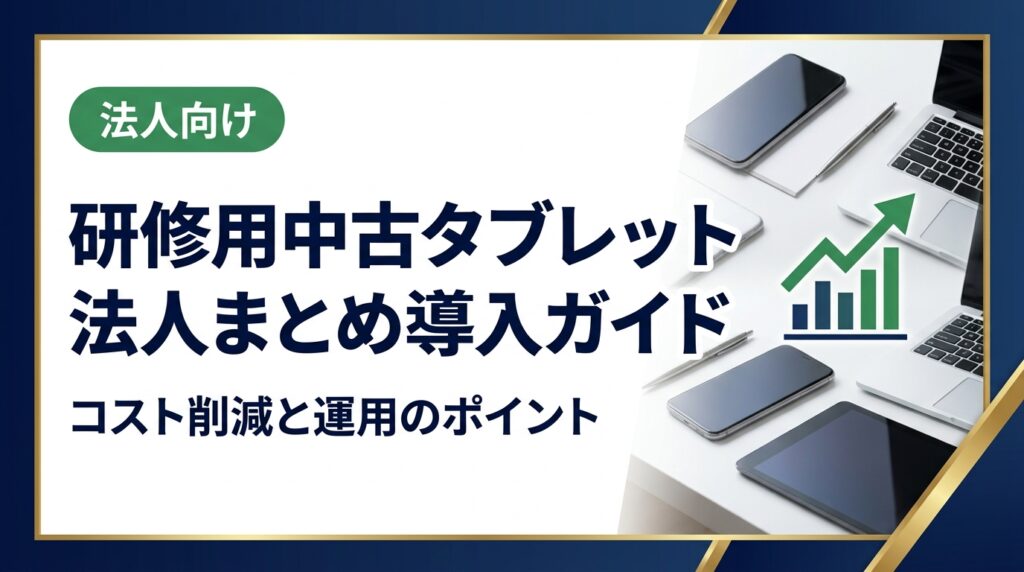 研修用タブレットを法人でまとめ導入する際のコスト比較・機種選定・データ管理・運用フローを実務目線で解説。中古スマホ流通センターなら卸直結で高品質な中古タブレットを法人向けにまとめて提供します。