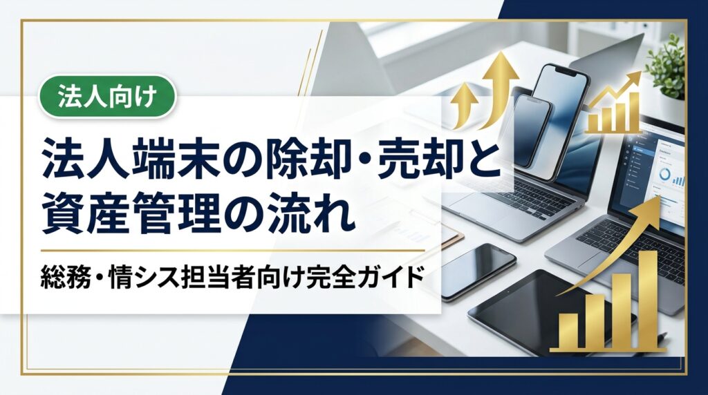 法人端末の除却・売却に伴う資産管理の流れを総務・情シス担当者向けに解説。固定資産台帳の更新からデータ消去、売却益の会計処理まで実務手順を網羅します。