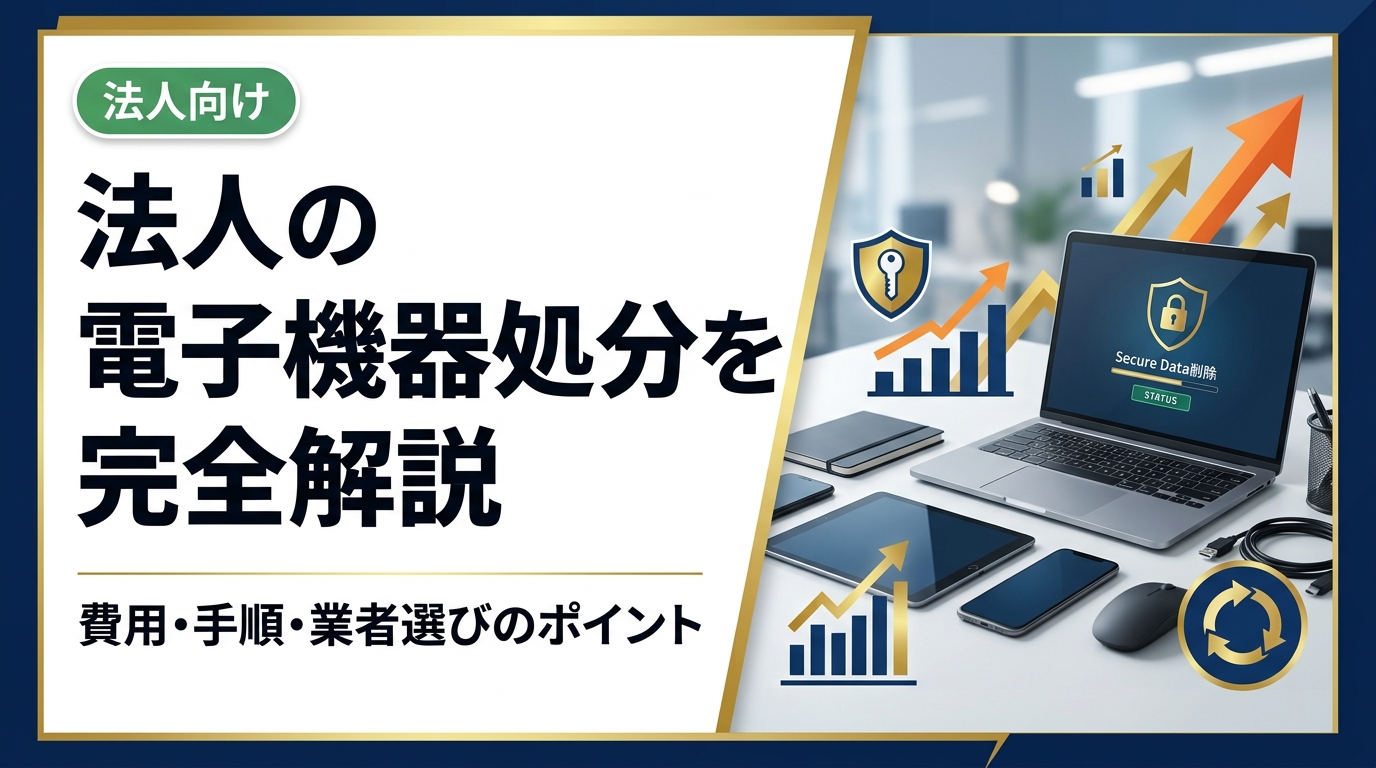 法人が電子機器を処分する際の正しい手順、費用相場、データ消去の注意点、業者選びのポイントをわかりやすく解説。総務・情シス担当者が知っておくべき実務情報をまとめました。