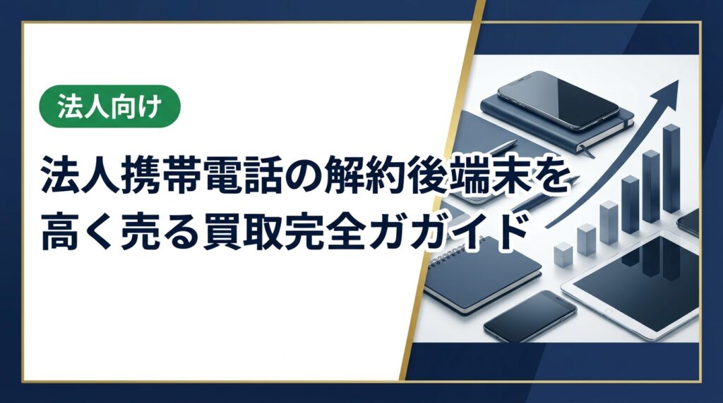 法人携帯を解約した後の端末、そのまま眠らせていませんか？データ消去から査定・売却までの流れを総務・情シス担当者向けに実務的に解説。卸直結の高価買取サービスも紹介します。