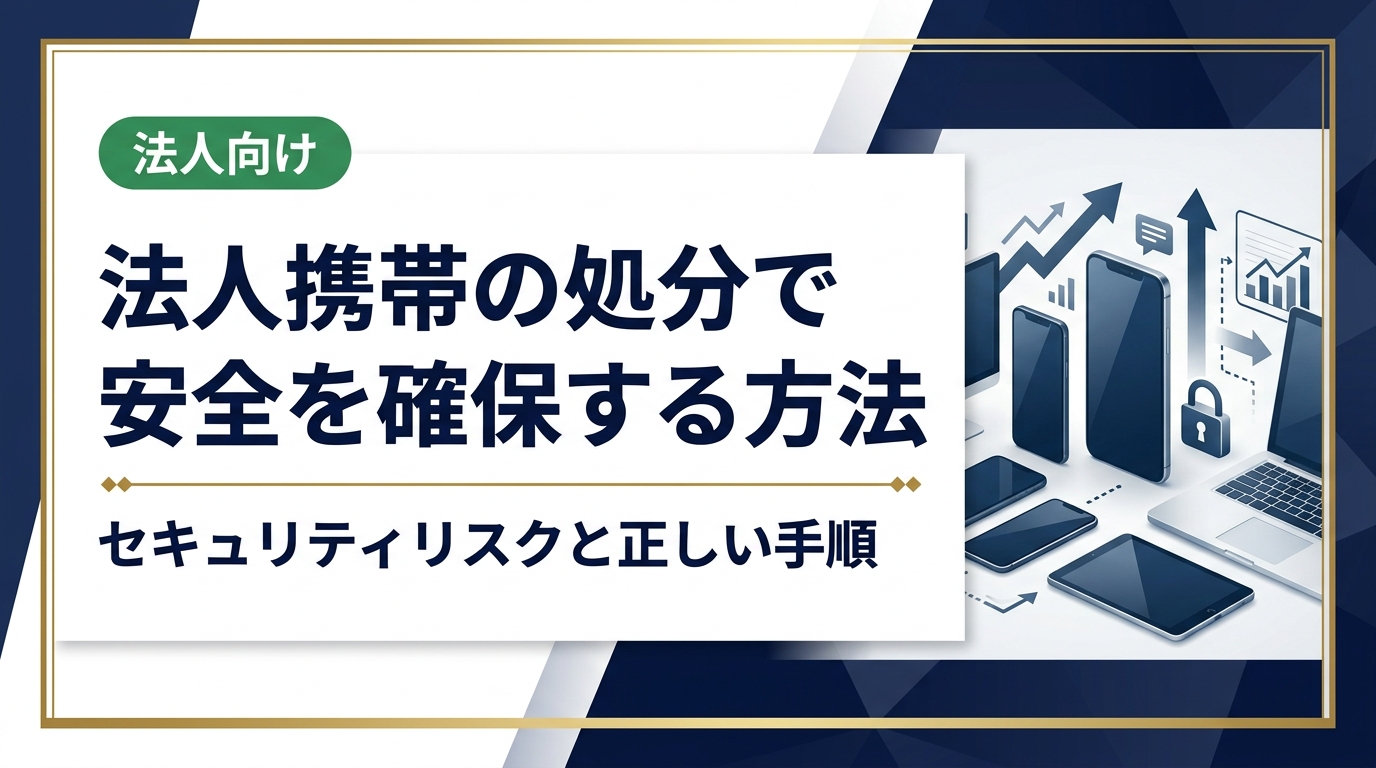 法人携帯を安全に処分するセキュリティ対策と具体的な手順を解説。データ消去の方法、処分業者の選び方、証明書発行まで総務・情シス担当者が知るべき実務情報をまとめています。