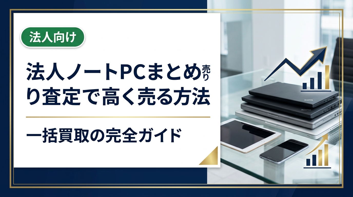 法人でノートPCをまとめ売りする際の査定ポイントや高く売るコツを徹底解説。データ消去証明書の発行や即日対応など、法人買取のプロが実務的に解説します。