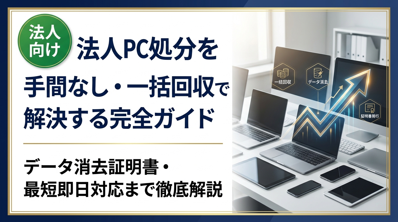 法人PCの処分に手間をかけたくない担当者必見。一括回収・データ消去証明書発行・最短即日対応まで、中古スマホ流通センターが法人PC処分の実務ポイントを解説します。