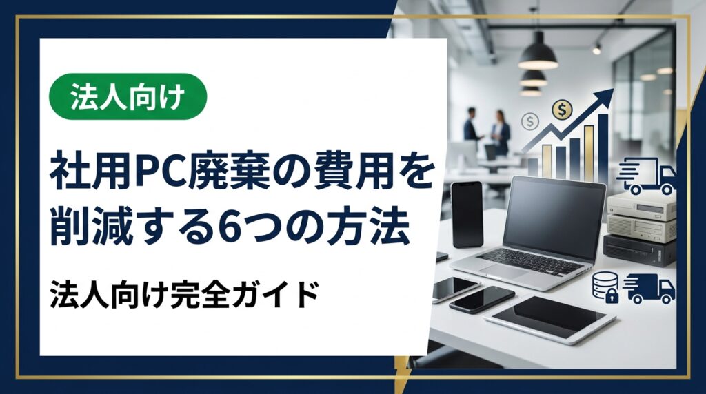 社用PCの廃棄費用を削減したい法人担当者向けに、買取活用・データ消去・業者選びのポイントを実務目線で解説。コストゼロ・プラスを目指す具体策を紹介します。