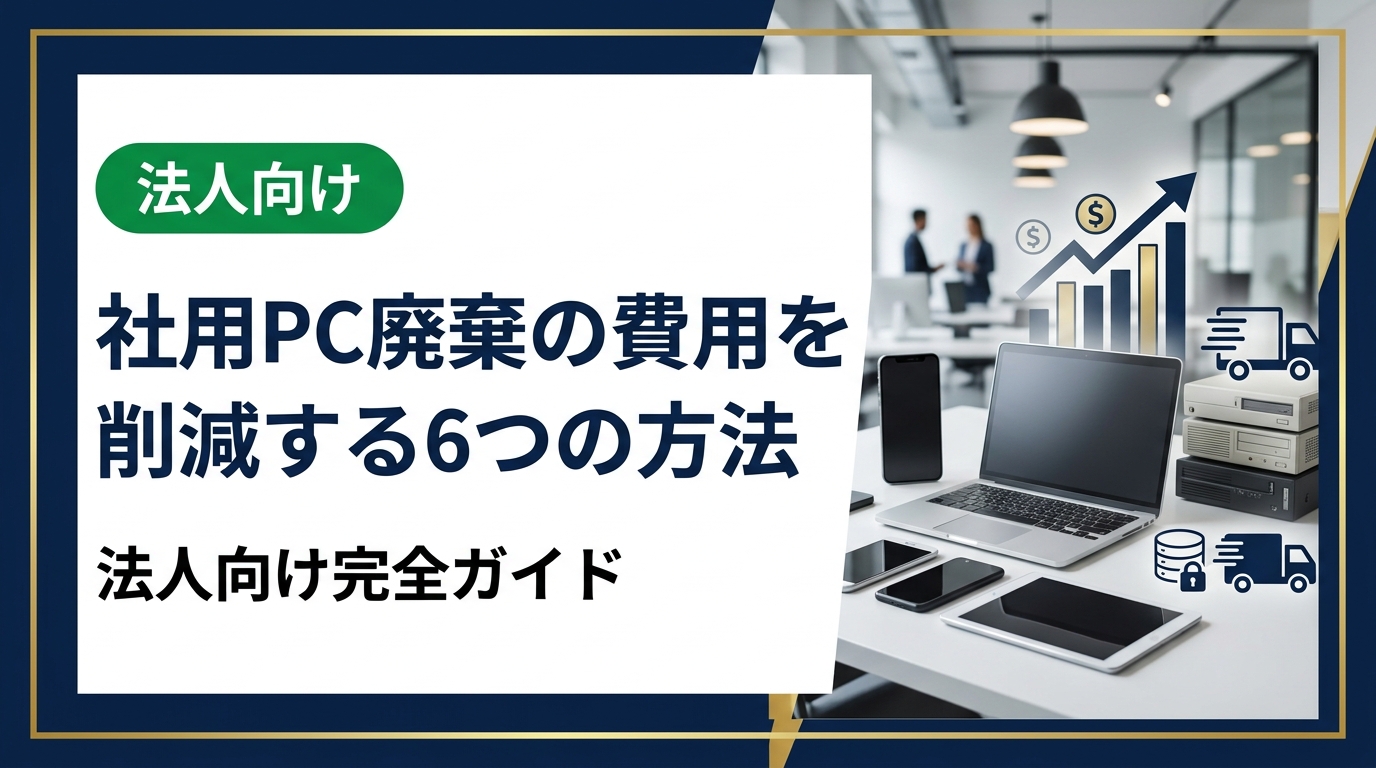 社用PCの廃棄費用を削減したい法人担当者向けに、買取活用・データ消去・業者選びのポイントを実務目線で解説。コストゼロ・プラスを目指す具体策を紹介します。