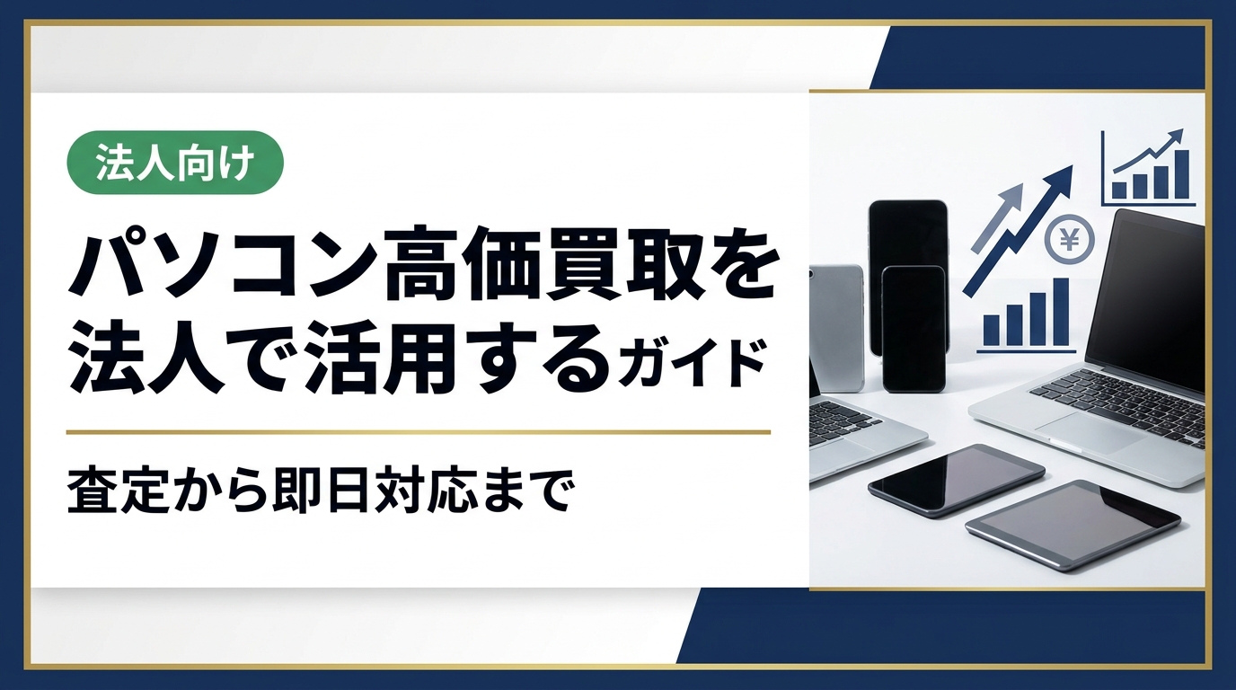 法人のパソコン高価買取を徹底解説。卸業者直結だから実現できる高価格査定・データ消去証明書・最短即日対応など、総務・情シス担当者が知るべき実務ポイントを具体的にまとめました。