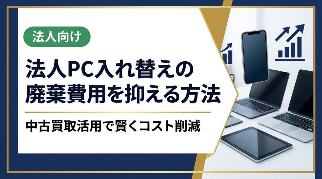 法人PCの入れ替え・廃棄費用を抑えたい総務・情シス担当者向けに、買取活用・資産処分の実務ポイントを具体的に解説。データ消去証明書の重要性や業者選びの注意点もわかります。