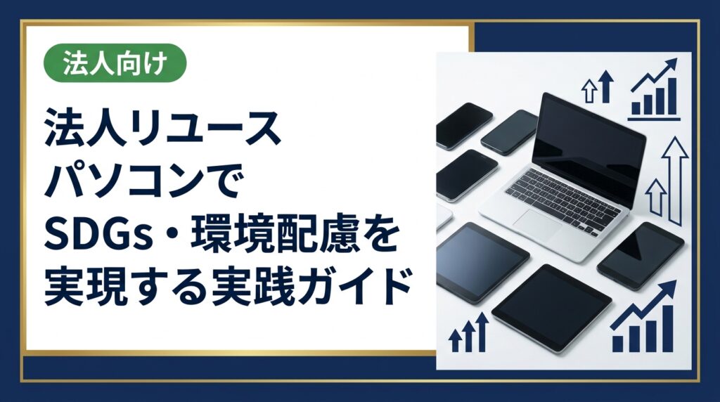 法人がパソコンをリユースに出すことでSDGsや環境配慮にどう貢献できるか、具体的な手順・メリット・注意点をまとめました。中小企業の総務・情シス担当者必読の実務ガイドです。