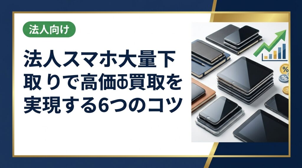 法人でスマホを大量に下取りに出す際、少しの準備で買取額が大きく変わります。高価買取を引き出すための実務的なコツを、法人買取の専門家が具体的に解説します。