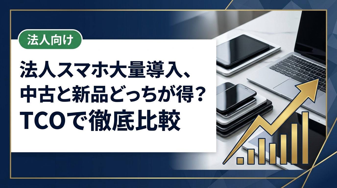 法人でスマホを大量導入する際、中古と新品どちらがコストを抑えられるか。TCO・保証・調達スピードの観点で公平に比較し、中古が向くケース・新品が向くケースを実務目線で解説します。