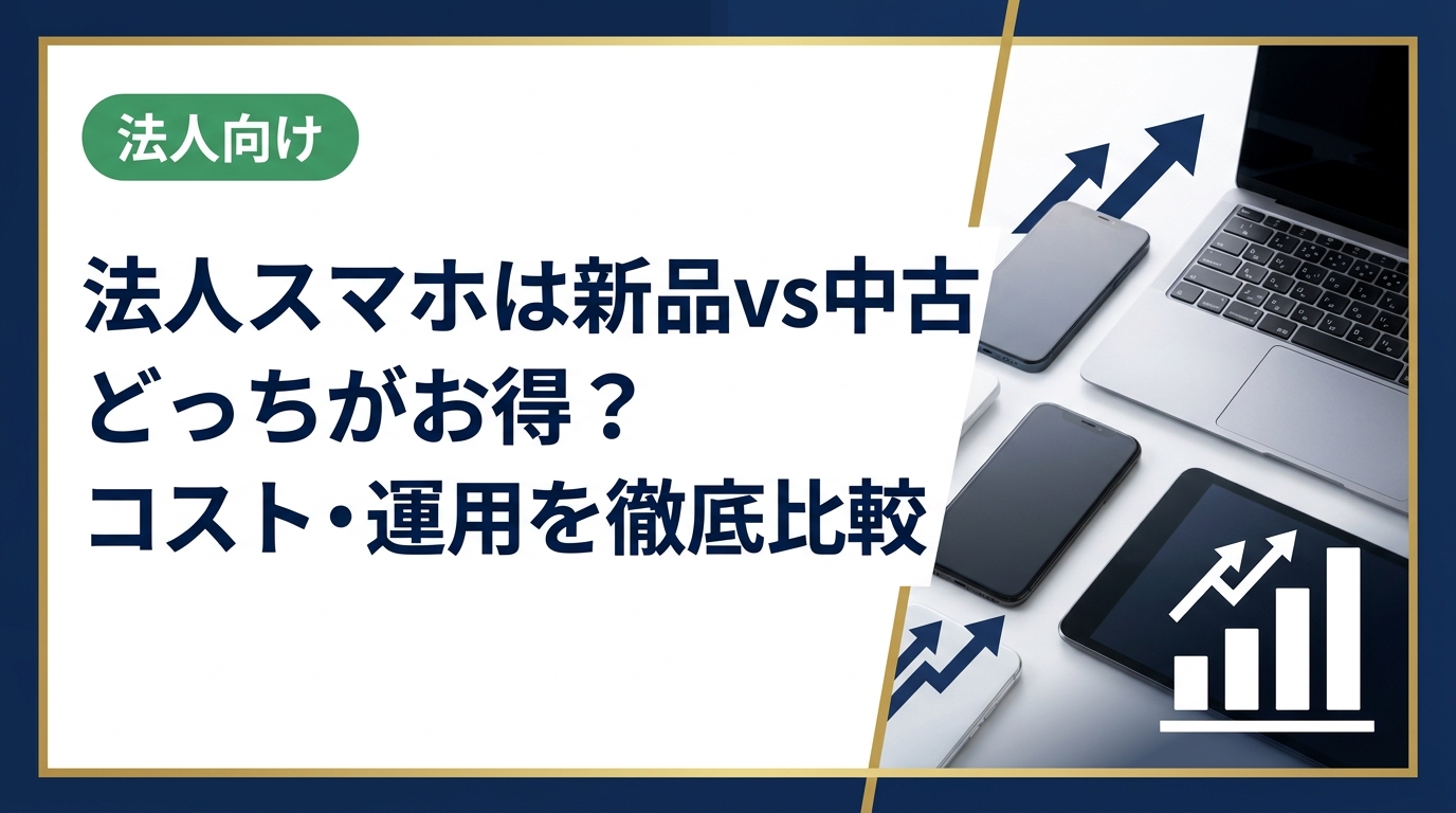 法人スマホを新品・中古どちらで揃えるか迷う総務・情シス担当者向けに、コスト・セキュリティ・運用管理の観点から徹底比較。最適な選び方を実務的に解説します。
