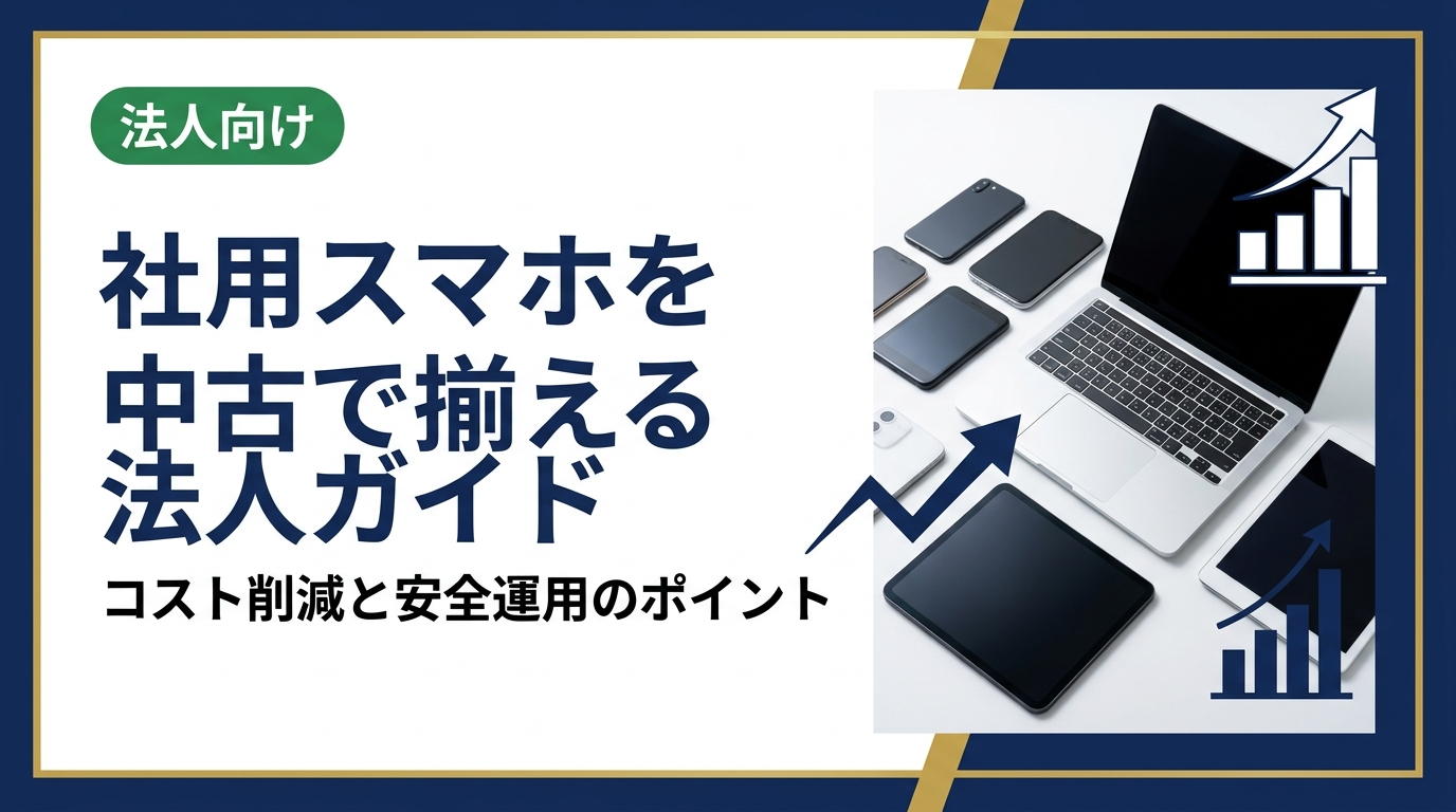 社用スマホを中古で調達・買取する法人向け完全ガイド。コスト削減の仕組み、機種選定、データ消去、セキュリティ対策まで実務担当者が知りたい情報を網羅しています。