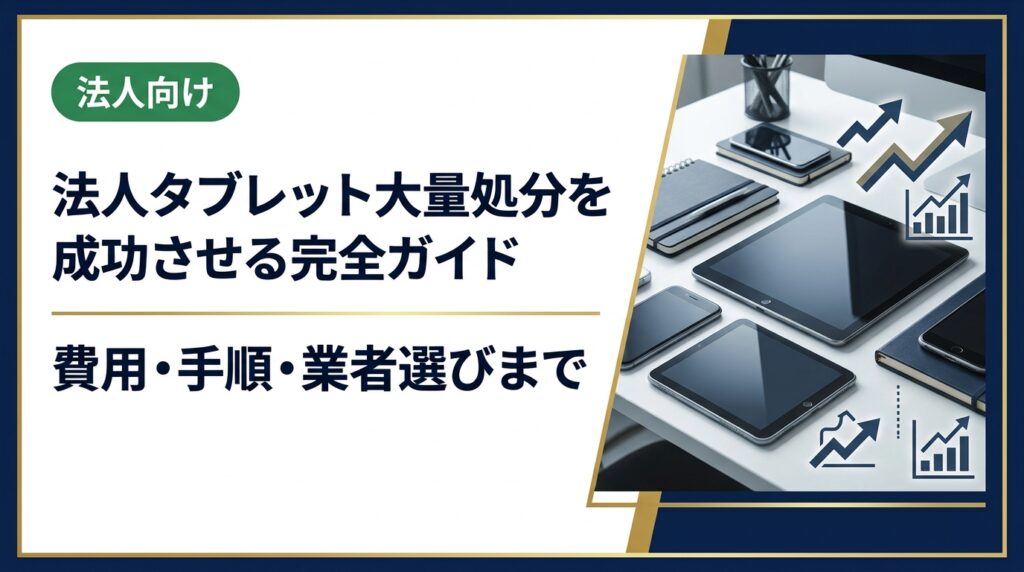 法人でタブレットを大量処分する際の最適な方法・手順・業者選びのポイントを総務・情シス担当者向けに解説。データ消去証明書の取得や高価買取につなげるコツも紹介します。