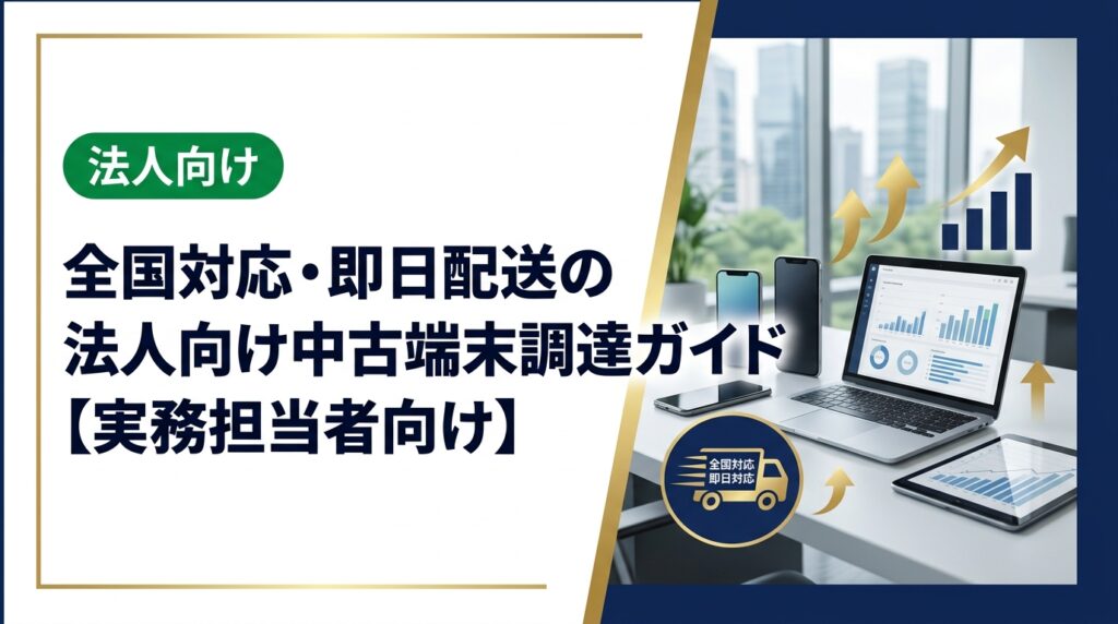 全国どこでも即日対応できる法人向け中古端末の配送・調達サービスを徹底解説。中小企業の総務・情シス担当者が知っておくべき選定基準や注意点をわかりやすく紹介します。