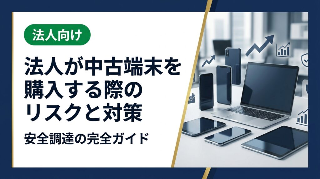 法人が中古スマホ・PCを購入する際のリスクと対策を実務目線で解説。品質・セキュリティ・法的リスクへの具体的な対処法と、安全な調達先の選び方を詳しく紹介します。