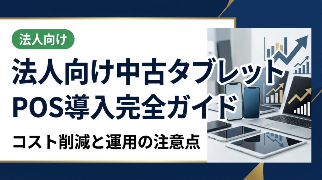 法人が中古タブレットでPOSシステムを導入する方法を総務・情シス担当者向けに解説。機種選定・セキュリティ・データ消去・コスト比較など実務的なポイントを網羅しています。