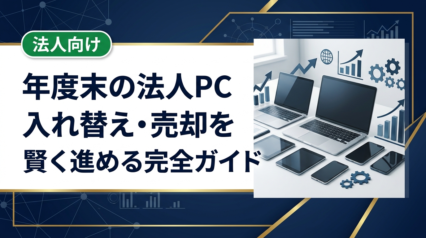 年度末に法人PCを入れ替える際の売却手順や注意点を実務目線で解説。データ消去・買取業者の選び方・売却タイミングまで総務・情シス担当者が知りたい情報を網羅。