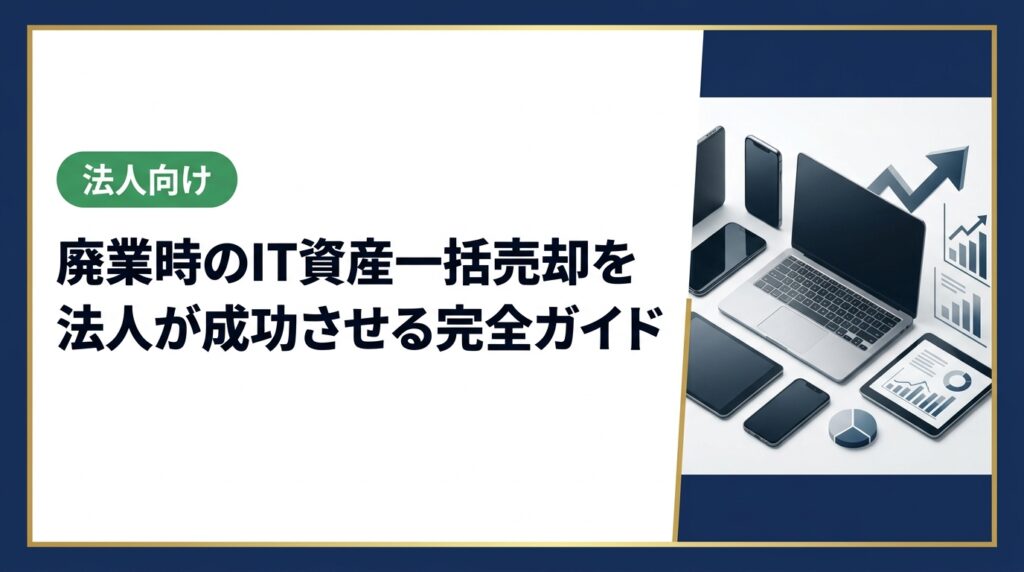 廃業・事業清算を控えた法人担当者向けに、IT資産の一括売却手順・査定ポイント・データ消去対応・業者選びの注意点をわかりやすく解説します。