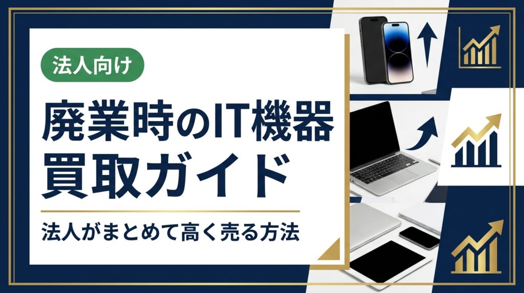 廃業に伴うIT機器の処分でお困りの法人担当者へ。PC・スマホ・オフィス機器をまとめて買取に出すメリット、データ消去や手続きの流れ、高く売るコツを実務目線で解説します。