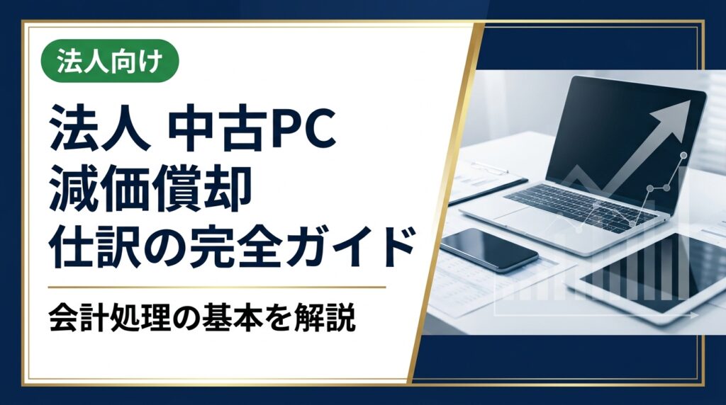 法人が中古PCを購入・売却する際の減価償却と仕訳処理を実務目線で解説。耐用年数の算定方法、少額特例の活用、売却・廃棄時の会計処理まで総務・経理担当者が知っておくべき知識を網羅。