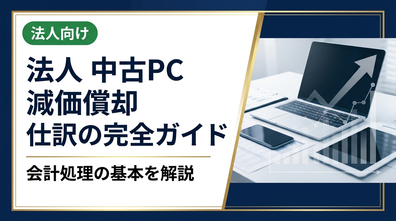 法人が中古PCを購入・売却する際の減価償却と仕訳処理を実務目線で解説。耐用年数の算定方法、少額特例の活用、売却・廃棄時の会計処理まで総務・経理担当者が知っておくべき知識を網羅。