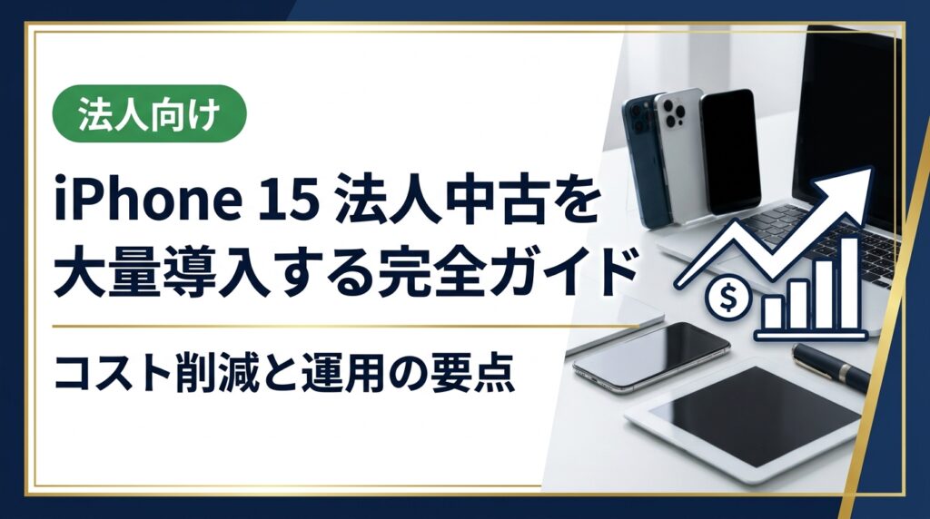 法人向けにiPhone 15の中古を大量導入する際のコスト試算・選定基準・データ管理・調達フローを実務目線で解説。卸直結の高品質在庫と即日対応で、総務・情シス担当者の導入負担を最小化します。