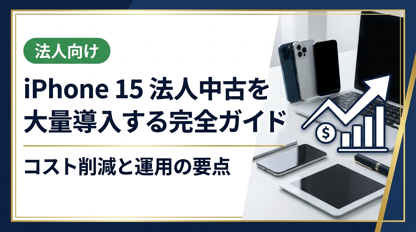 法人向けにiPhone 15の中古を大量導入する際のコスト試算・選定基準・データ管理・調達フローを実務目線で解説。卸直結の高品質在庫と即日対応で、総務・情シス担当者の導入負担を最小化します。