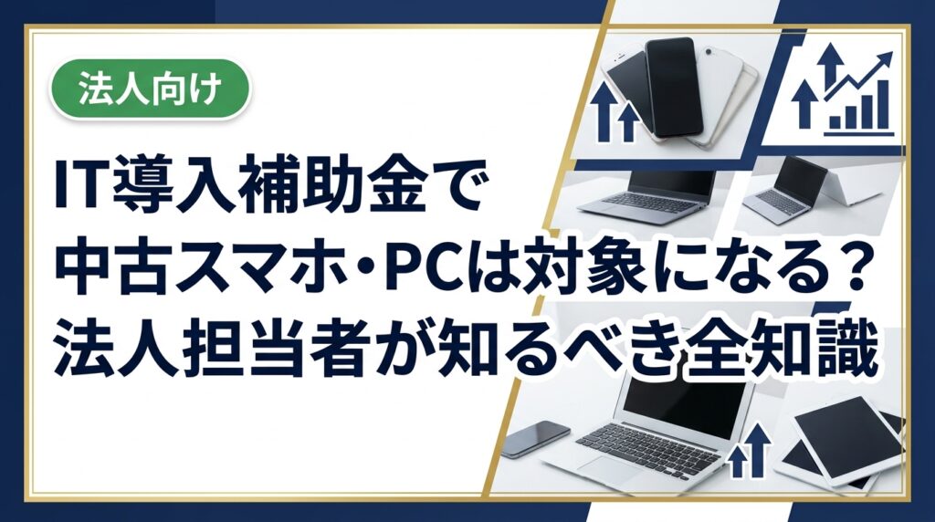IT導入補助金で中古デバイスは補助対象になるのか、法人担当者向けに制度の仕組みから申請実務、中古活用で得られるコスト効果まで具体的に解説します。