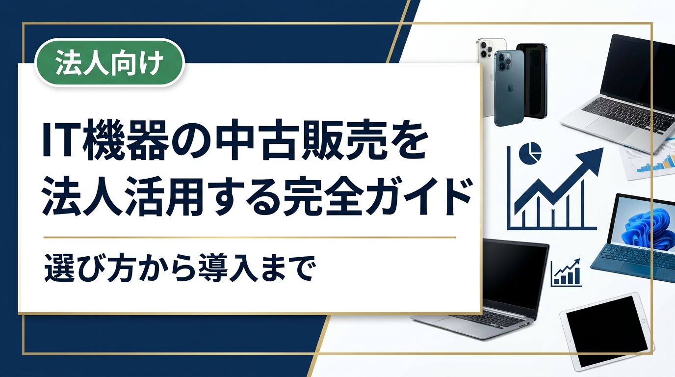 法人向けIT機器の中古販売を徹底解説。購入メリット・リスク対策・選定基準・データ消去・コスト削減事例まで実務担当者が知りたい情報を網羅。卸直結の中古スマホ流通センターへ無料査定もご相談ください。