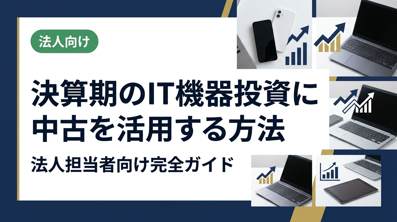 決算期前のIT機器投資で中古スマホ・PCを賢く活用する方法を解説。費用計上の考え方から調達コスト削減のポイントまで、法人担当者向けに実務的にまとめました。