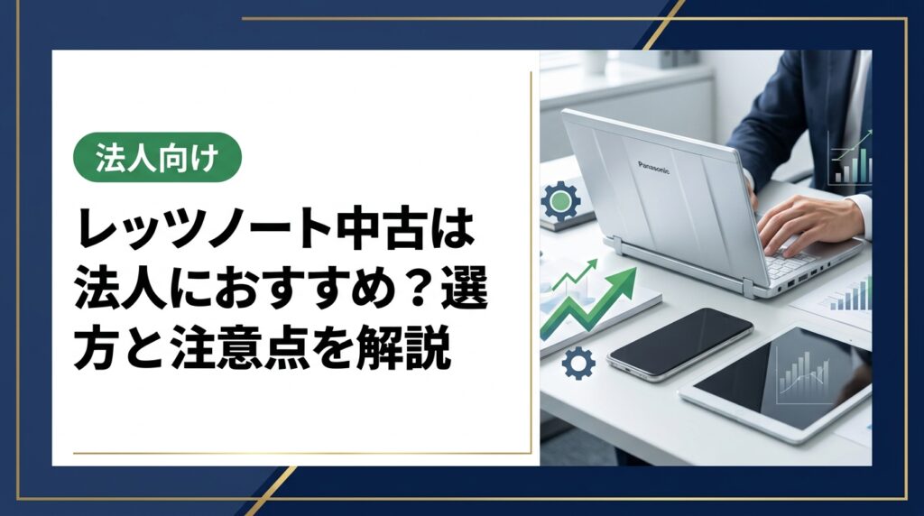中古レッツノートは法人のコスト削減と業務効率化に最適。おすすめ機種の選び方、状態の見極め方、購入時の注意点まで法人担当者向けに実務的に解説します。