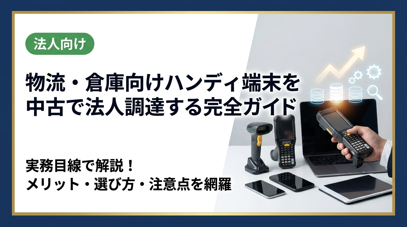 物流・倉庫業務で使うハンディ端末を中古で法人調達するメリット・選び方・注意点を実務目線で解説。データ消去や保証など法人ならではの確認ポイントも網羅します。