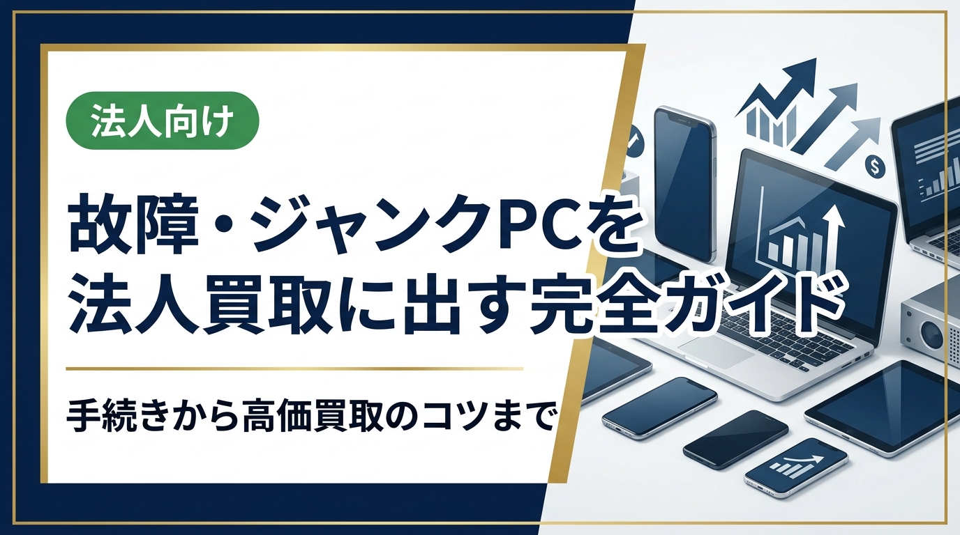 故障やジャンク状態のPCでも法人買取は可能です。データ消去証明書の発行や即日対応など、法人専門の買取業者を選ぶポイントと査定額を上げる実務的なコツを徹底解説します。
