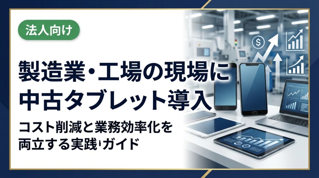 製造業・工場の現場業務に中古タブレットを導入するメリット・選定ポイント・運用ノウハウを法人担当者向けに解説。初期コストを抑えながらDX推進を実現する具体的な方法をご紹介します。