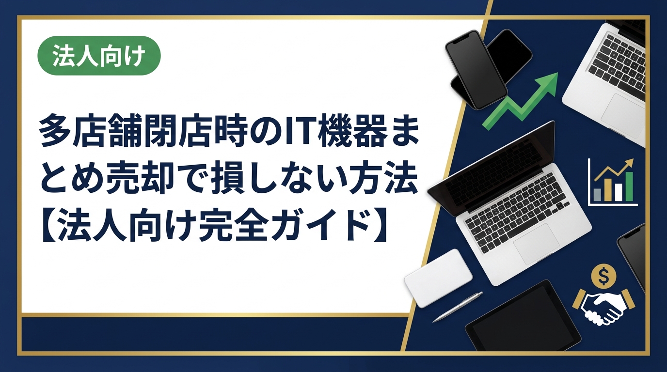 複数店舗を閉店する際のIT機器まとめ売却の手順・注意点を法人担当者向けに解説。データ消去対応や一括査定のポイントを実務目線で詳しく紹介します。
