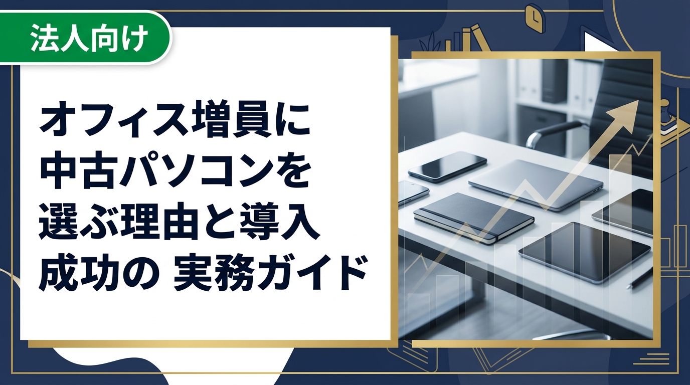 オフィス増員時に中古パソコンを活用するメリット・選び方・導入手順を法人担当者向けに解説。コスト削減とセキュリティ対策を両立する実務的なポイントをまとめました。