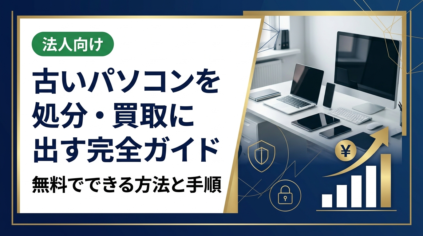 古いパソコンの処分や買取を検討中の方へ。無料でできる方法から手順・相場の目安・注意点までやさしく解説。複数台や法人まとめ買取にも対応。まずは無料査定からどうぞ。