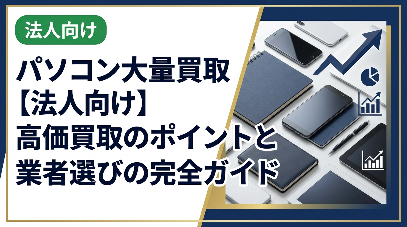 法人のパソコン大量買取をお考えなら、買取価格・データ消去・即日対応など押さえるべきポイントを総務・情シス担当者向けに徹底解説。法人専門の中古スマホ流通センターにご相談ください。