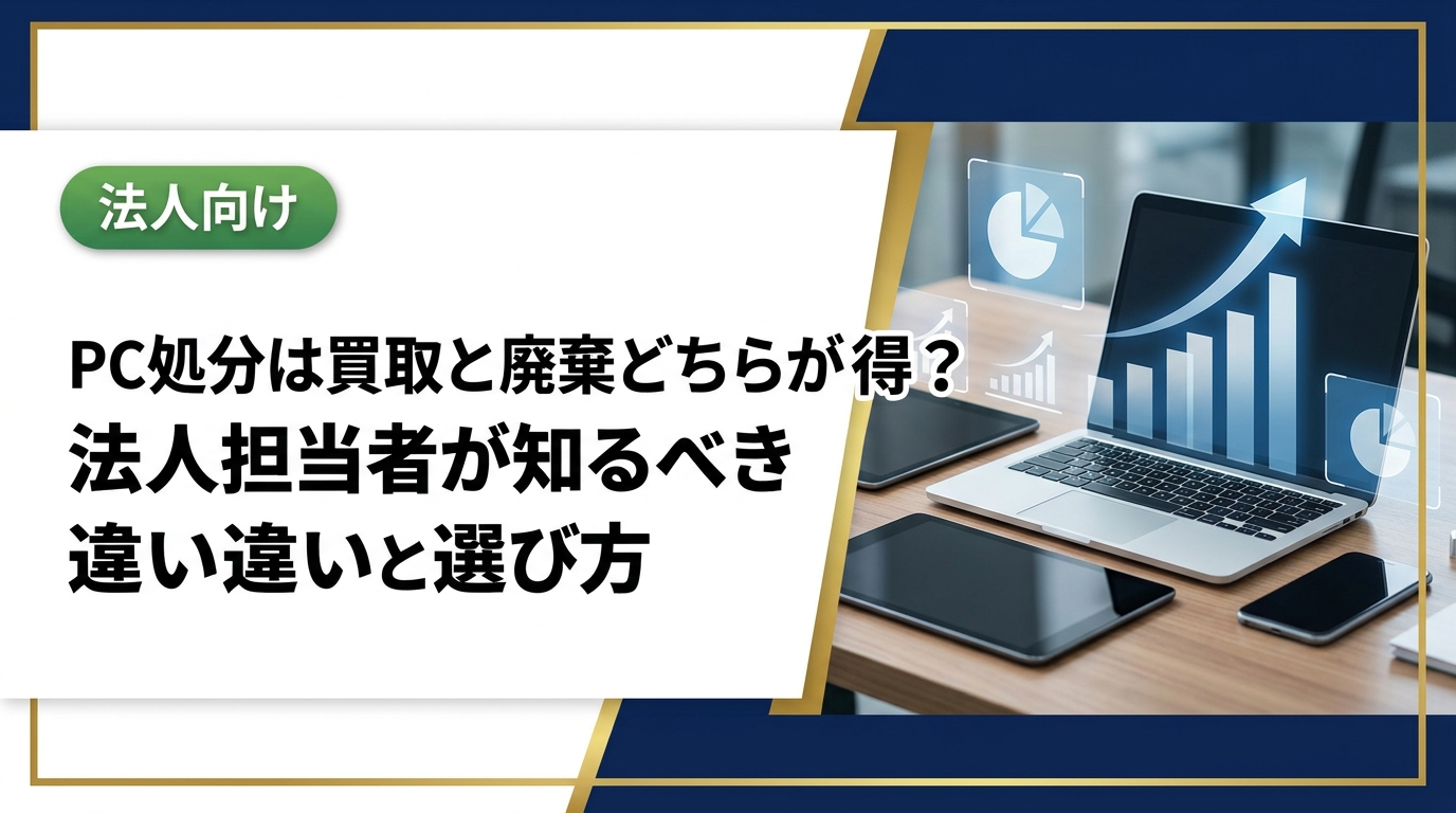 法人のPC処分における買取と廃棄の違いを徹底解説。コスト・データ消去・手続きの観点から最適な選択肢を比較し、自社に合った処分方法を見つけるための実務的ガイドです。