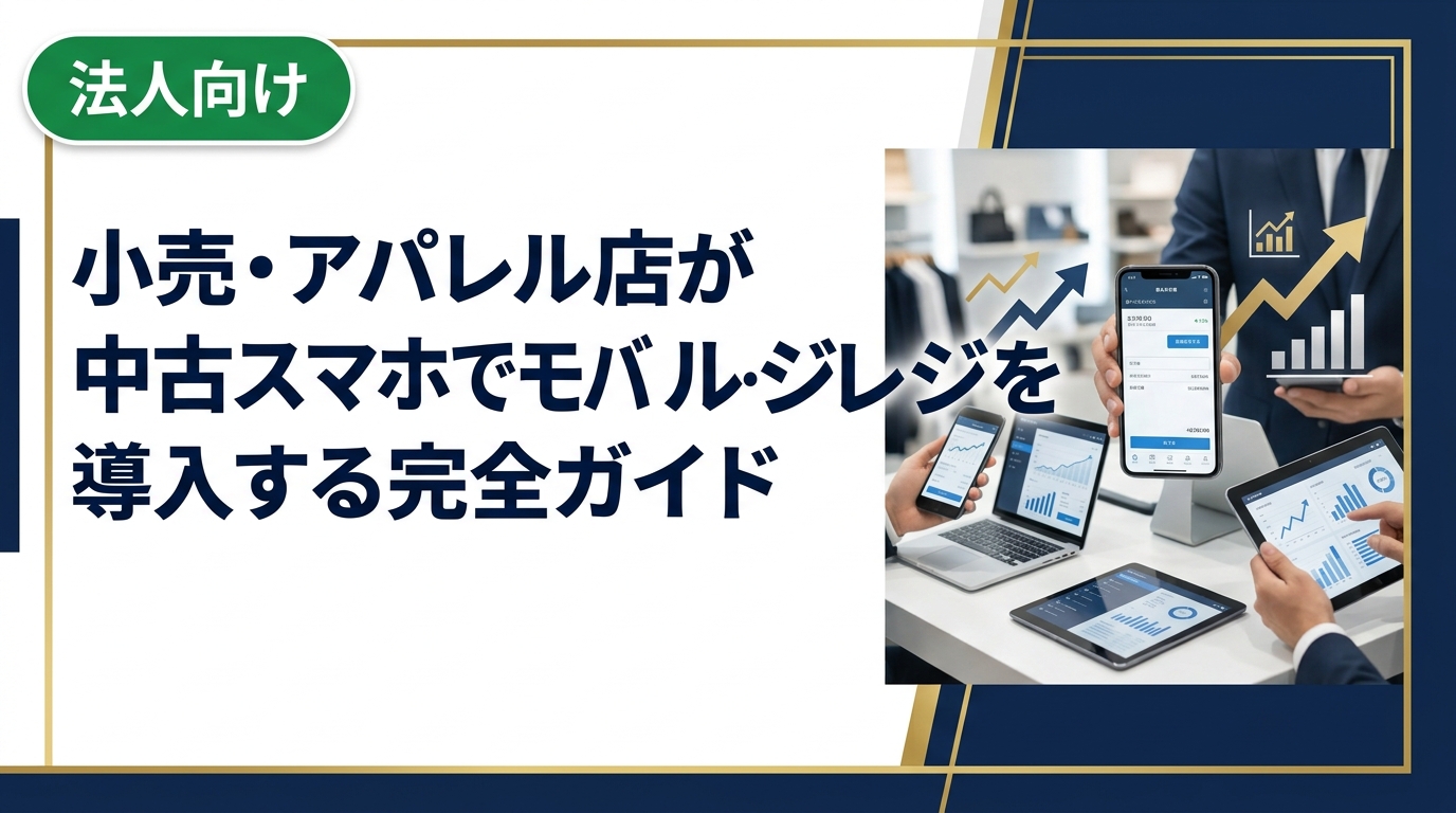 小売・アパレル店が中古スマホを活用してモバイルレジを低コストで導入する方法を解説。機種選定から導入手順、データ消去まで法人向けに実務的な情報をまとめました。