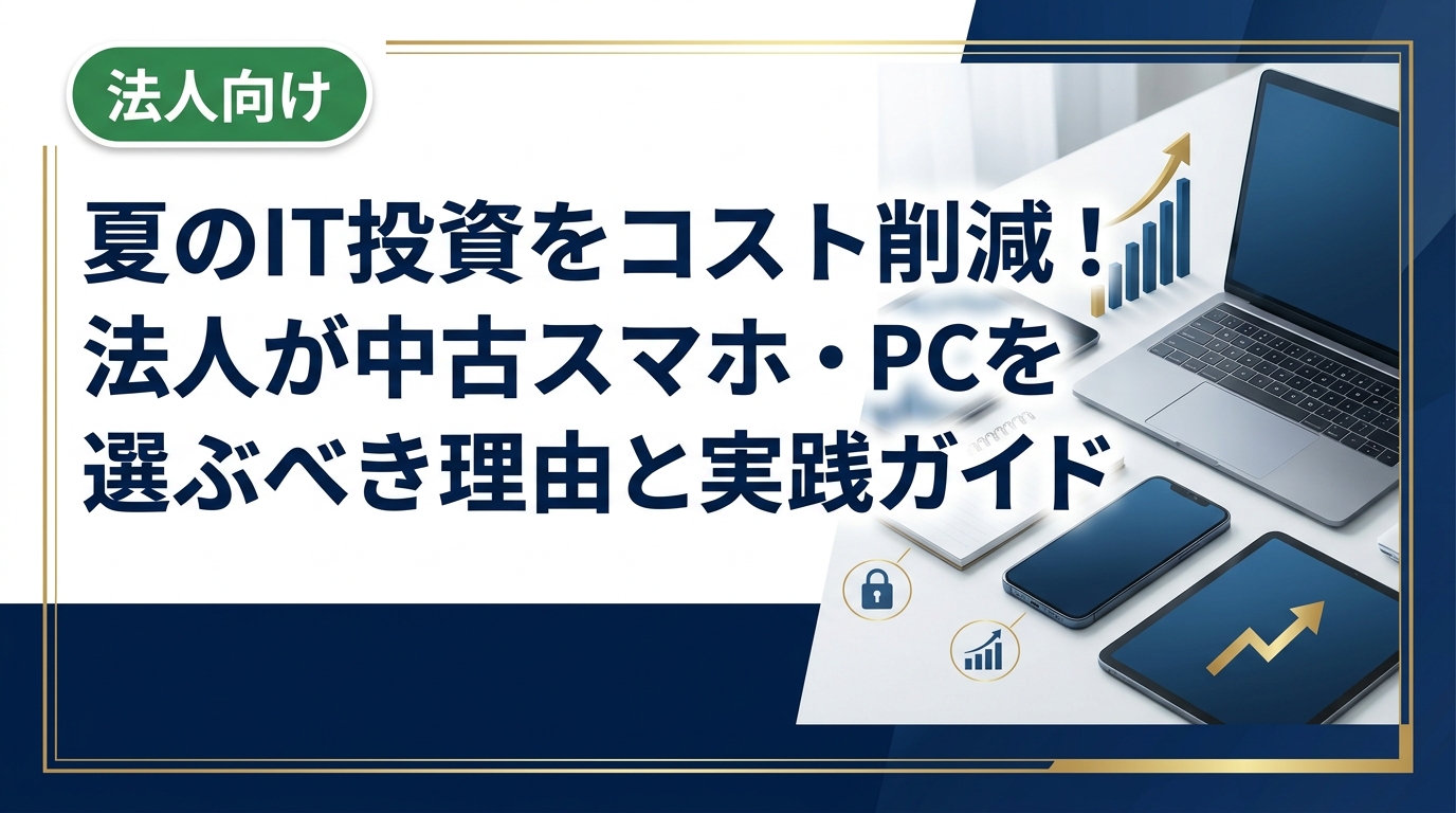 夏の一斉更新・補正予算期に法人がIT機器を中古で調達する方法を総務・情シス担当者向けに解説。コスト削減のポイントから選定基準・データ消去まで実務的に紹介。