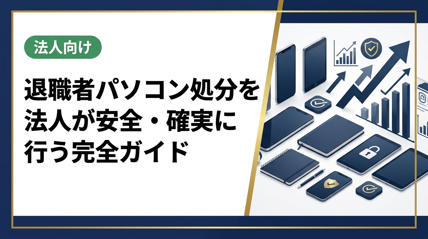 退職者のパソコン処分に困る法人担当者へ。データ消去の義務・方法から買取活用・証明書発行まで、総務・情シス担当が知るべき実務手順を詳しく解説します。