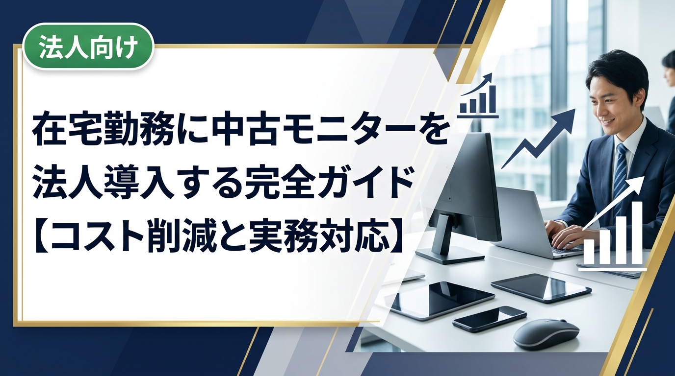 法人の在宅勤務環境整備に中古モニターを活用する方法を徹底解説。選定基準・コスト比較・データ管理・導入フローまで総務・情シス担当者が知りたい実務情報をまとめました。